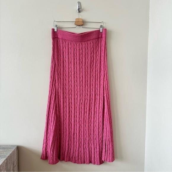 Anthropologie-Angeline Sweater Midi Skirt in Pink (Large) - Picture 2 of 11
